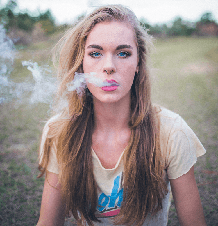 young adult girl smoking marijuana